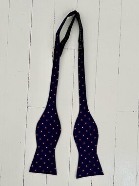 Tommy Hilfiger Navy Self-Tie Bow Tie with Red Floral & White Dot Pattern